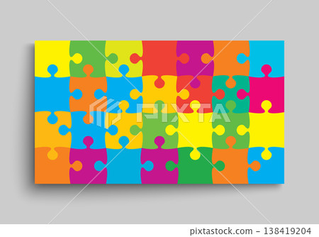 Vector background color piece puzzle frame jigsaw Vector background color piece puzzle frame jigsaw 138419204