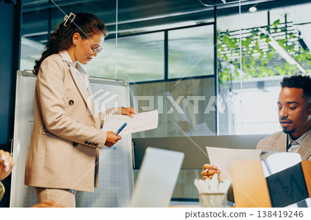 Collaborative session measuring marketing success metrics together Collaborative session measuring marketing success metrics together 138419246