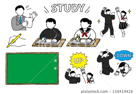 Studying student illustration set 138419428