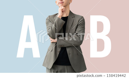 A male businessman has to choose between A and B. A male businessman has to choose between A and B. 138419442