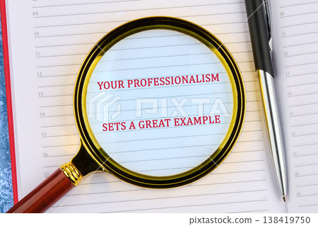 Elegant magnifer spotlights professional excellence on daily agenda sleek silver pen for insightful work Elegant magnifer spotlights professional excellence on daily agenda sleek silver pen for insightful work 138419750