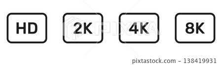 Resolution Labels In Silhouette Set. Screen Resolution Badges. Video Quality And Display Resolution Symbol Collection. Technology And Media Use. Isolated Vector Illustration Resolution Labels In Silhouette Set. Screen Resolution Badges. Video Quality And Display Resolution Symbol Collection. Technology And Media Use. Isolated Vector Illustration 138419931