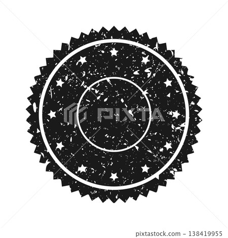 Post stamp, label or badge. Grunge imprint and postmark. Brown vintage circle postcard watermark. Used envelope design element. Vector illustration 138419955