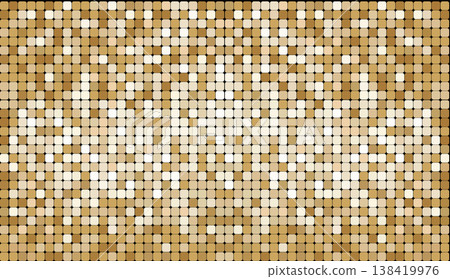 Golden mosaic disco party background. Metal gold sequin shiny sparkle decoration. Disco ball effect tile bg. glitter halftone wallpaper. Sparkling glitter backdrop. Golden mosaic disco party background. Metal gold sequin shiny sparkle decoration. Disco ball effect tile bg. glitter halftone wallpaper. Sparkling glitter backdrop. 138419976