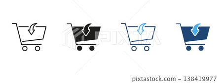 Shopping Cart With Download Arrow Line And Solid Icon Set. E-Commerce, Online Shopping, And Digital Purchase Outline And Silhouette Symbol. Retail And Marketplace Icons. Isolated Vector Illustration Shopping Cart With Download Arrow Line And Solid Icon Set. E-Commerce, Online Shopping, And Digital Purchase Outline And Silhouette Symbol. Retail And Marketplace Icons. Isolated Vector Illustration 138419977