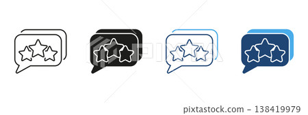 Speech Bubble With Stars Line And Solid Icon Set. Customer Feedback, Review, And Rating System Outline And Silhouette Symbol Collection. Communication And Evaluation. Isolated Vector Illustration Speech Bubble With Stars Line And Solid Icon Set. Customer Feedback, Review, And Rating System Outline And Silhouette Symbol Collection. Communication And Evaluation. Isolated Vector Illustration 138419979