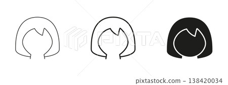 Female Avatar With Bob Hairstyle Line And Solid Icon Set. User Profile, Identity, And Social Media Outline And Silhouette Symbol Collection. Isolated Vector Illustration Female Avatar With Bob Hairstyle Line And Solid Icon Set. User Profile, Identity, And Social Media Outline And Silhouette Symbol Collection. Isolated Vector Illustration 138420034