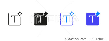 Text Formatting With Sparkle Line And Solid Icon Set. Artificial Intelligence Text Icon with Sparkle Effect. Symbol of AI Text Generation. Isolated Vector Illustration Text Formatting With Sparkle Line And Solid Icon Set. Artificial Intelligence Text Icon with Sparkle Effect. Symbol of AI Text Generation. Isolated Vector Illustration 138420039