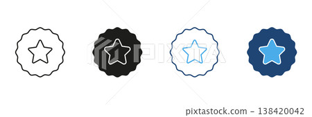 Star Badge Emblem Line And Solid Icon Set. Achievement, Quality Assurance, And Excellence Recognition Outline And Silhouette Symbol Collection. Award And Certification. Isolated Vector Illustration Star Badge Emblem Line And Solid Icon Set. Achievement, Quality Assurance, And Excellence Recognition Outline And Silhouette Symbol Collection. Award And Certification. Isolated Vector Illustration 138420042