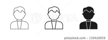 Male Avatar Profile Line And Solid Icon Set. User Identification, Account and Social Media Profile Outline And Silhouette Symbol Collection. Isolated Vector Illustration Male Avatar Profile Line And Solid Icon Set. User Identification, Account and Social Media Profile Outline And Silhouette Symbol Collection. Isolated Vector Illustration 138420059