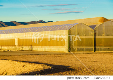 Commercial greenhouses on coast, Spain. Food production 138420085