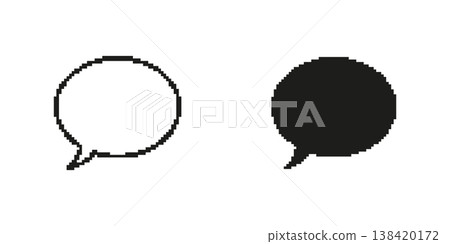Speech Bubble Pixel Art Icon Set. Communication, Dialogue, And Messaging Symbol Collection. Chat Interface Design Elements. Isolated Vector Illustration Speech Bubble Pixel Art Icon Set. Communication, Dialogue, And Messaging Symbol Collection. Chat Interface Design Elements. Isolated Vector Illustration 138420172