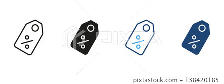 Discount Tag With Percentage Symbol Line And Solid Icon Set. Sale Promotion, Price Reduction, And Special Offer Outline And Silhouette Symbol. Retail Marketing. Isolated Vector Illustration Discount Tag With Percentage Symbol Line And Solid Icon Set. Sale Promotion, Price Reduction, And Special Offer Outline And Silhouette Symbol. Retail Marketing. Isolated Vector Illustration 138420185