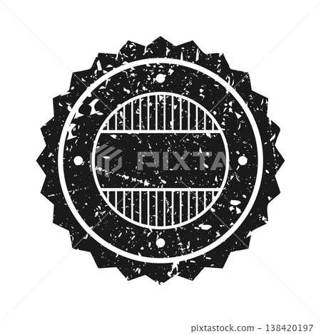 Post stamp, label or badge. Grunge imprint and postmark. Brown vintage circle postcard watermark. Used envelope design element. Vector illustration Post stamp, label or badge. Grunge imprint and postmark. Brown vintage circle postcard watermark. Used envelope design element. Vector illustration 138420197