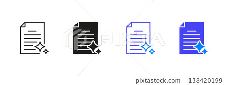 Ai Document file Line And Solid Icon Set. Format File Type, Document, Quality Content, And Professional Presentation Outline And Silhouette Symbol Collection. Isolated Vector Illustration 138420199