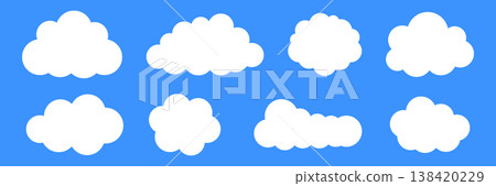 Fluffy cloud frame label set. Cloud shaped and jagged frame silhouette oval and circle frames with scalloped edges Fluffy cloud frame label set. Cloud shaped and jagged frame silhouette oval and circle frames with scalloped edges 138420229