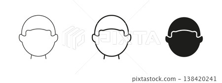 Person Male Face Line And Solid Icon Set. Male Avatar Profile Outline And Silhouette Symbol Collection. Isolated Vector Illustration 138420241