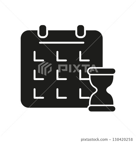 Calendar With Hourglass Solid Icon. Time Management, Deadline, And Scheduling Silhouette Symbol. Productivity And Task Organization. Isolated Vector Illustration 138420258