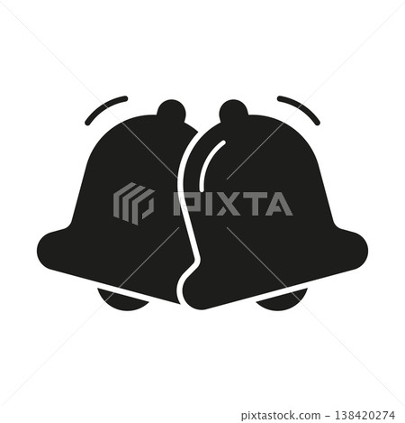 Double Bells Solid Icon. Notification Alert, Reminder Signal, And Ringing Sound Silhouette Symbol. Communication And Push Notifications Concept. Isolated Vector Illustration Double Bells Solid Icon. Notification Alert, Reminder Signal, And Ringing Sound Silhouette Symbol. Communication And Push Notifications Concept. Isolated Vector Illustration 138420274