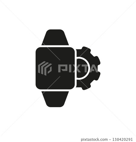 Smartwatch With Gear Solid Icon. Digital Configuration, Device Optimization, And Tech Customization Silhouette Symbol. Wearable Technology Settings. Isolated Vector Illustration Smartwatch With Gear Solid Icon. Digital Configuration, Device Optimization, And Tech Customization Silhouette Symbol. Wearable Technology Settings. Isolated Vector Illustration 138420291