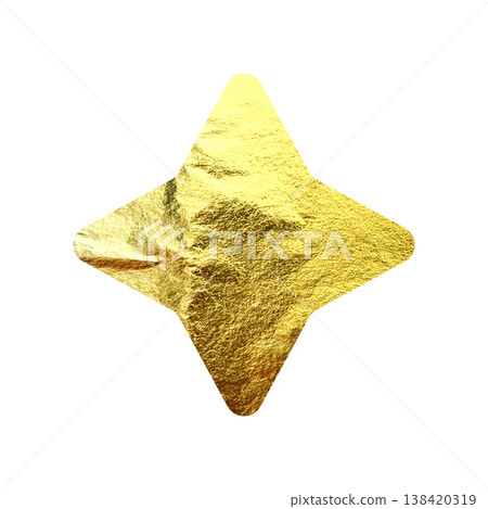 Golden star, sunburst symbol. Shiny gold foil. Vintage sunbeam symbol. Shopping labels, sale sticker, quality mark. Modern art. Wedding, greeting card decoration elements. Vector illustration 138420319