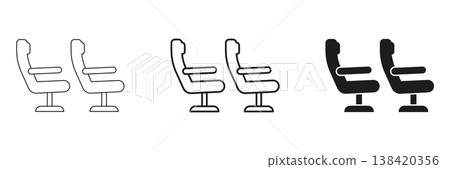 Airplane Seats Line And Solid Icon Set. Travel Comfort, Airline Seating, And Passenger Experience Outline And Silhouette Symbol Collection. Isolated Vector Illustration Airplane Seats Line And Solid Icon Set. Travel Comfort, Airline Seating, And Passenger Experience Outline And Silhouette Symbol Collection. Isolated Vector Illustration 138420356