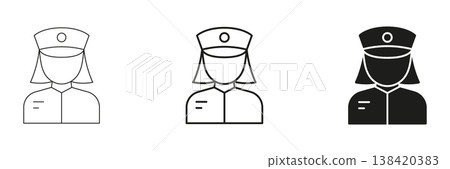 Female Nurse Avatar Line And Solid Icon Set. Healthcare Professional, Medical Staff, And Hospital Worker Outline And Silhouette Symbol Collection. Isolated Vector Illustration Female Nurse Avatar Line And Solid Icon Set. Healthcare Professional, Medical Staff, And Hospital Worker Outline And Silhouette Symbol Collection. Isolated Vector Illustration 138420383
