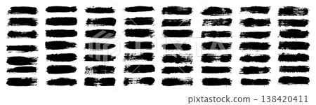 Grunge brush strokes, lines, ink smudges, hand-drawn scribble shapes. Handmade sketchy marks, acrylic stains, charcoal streaks. Paint textures, dry brush effect. Marker underline. Vector illustration 138420411
