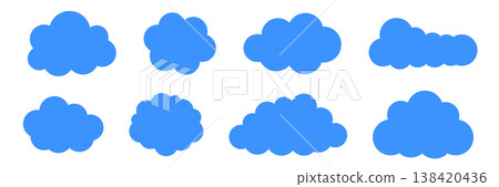 Fluffy cloud frame label set. Cloud shaped and jagged frame silhouette oval and circle frames with scalloped edges 138420436