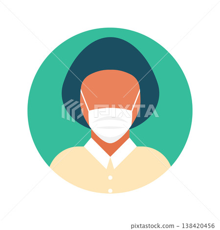 Flat modern minimal avatar icon with medical mask. Business concept, global communication. Web site user profile. Social media, network elements Flat modern minimal avatar icon with medical mask. Business concept, global communication. Web site user profile. Social media, network elements 138420456
