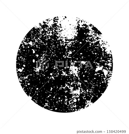Grunge round shape with stains and scratches. Circle brush stroke, design element. Distressed dirty text frame, border, sticker or label. Paintbrush, ink stains. Vector illustration Grunge round shape with stains and scratches. Circle brush stroke, design element. Distressed dirty text frame, border, sticker or label. Paintbrush, ink stains. Vector illustration 138420499