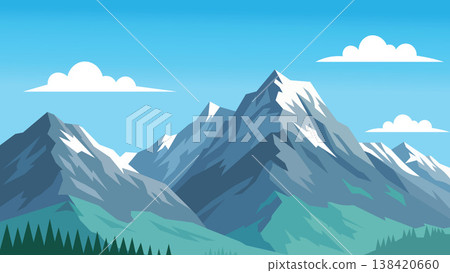 mountain landscape with snow mountain 138420660