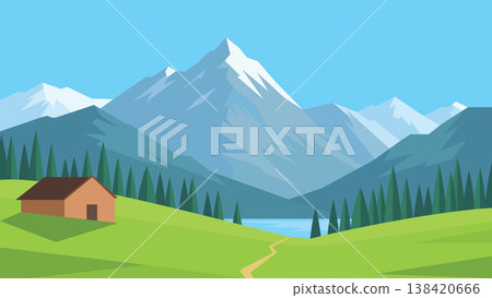 landscape with mountains and hills 138420666