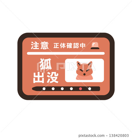 火車液晶顯示器顯示發現狐狸的插圖。 火車液晶顯示器顯示發現狐狸的插圖。 138420803