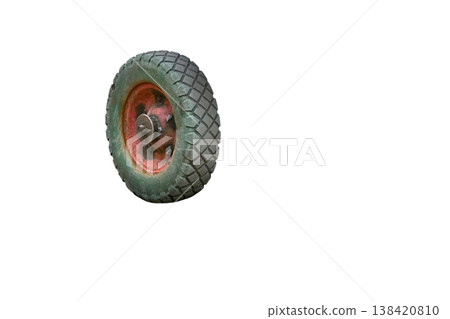 Wheel of trailer,construction wheelbarrow on white Wheel of trailer,construction wheelbarrow on white 138420810