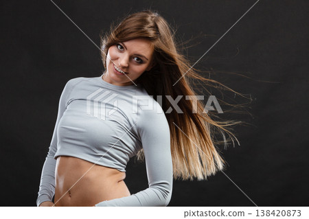 Sport fit woman in thermal clothes. 138420873