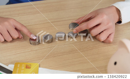 Hands organizing coins for financial planning Hands organizing coins for financial planning 138420922