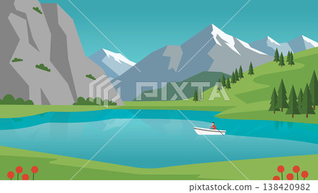 landscape with lake and mountains landscape with lake and mountains 138420982