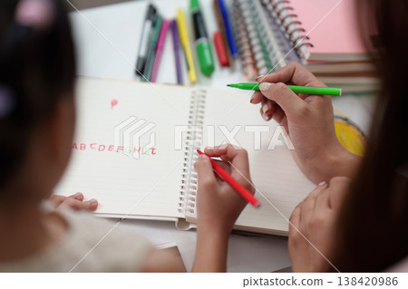 Back to School Letter Writing Activity with Child 138420986