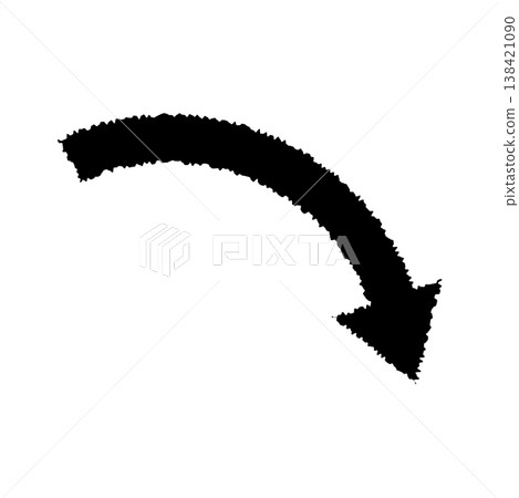 A black, solid-color arrow illustration that curves smoothly downwards and to the right. A black, solid-color arrow illustration that curves smoothly downwards and to the right. 138421090