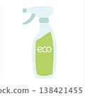 Eco-friendly household cleaner in a spray bottle with a green label. A waste-free lifestyle. Flat vector illustration. 138421455