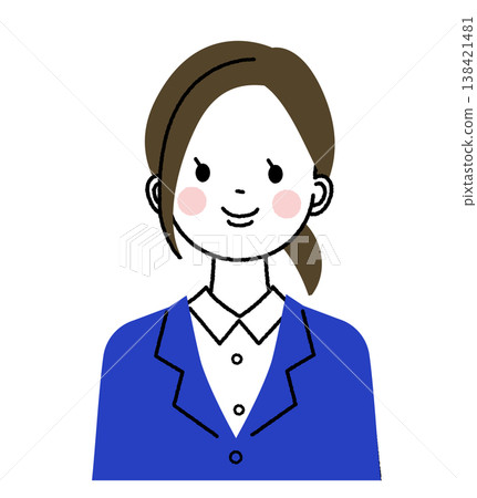 A young woman with a smile wearing a navy blue suit A young woman with a smile wearing a navy blue suit 138421481