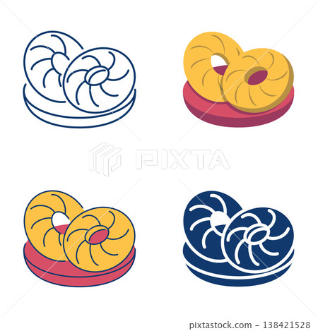 Tandoor flatbread icon set 138421528