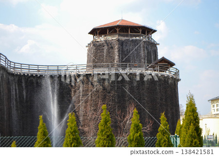 WIELICZKA, POLAND - May 2, 2022: Graduation tower, great inhalatorium in the resort near Krakow. It is made of wood and sloe branches to increase the salt concentration in brine. High quality photo WIELICZKA, POLAND - May 2, 2022: Graduation tower, great inhalatorium in the resort near Krakow. It is made of wood and sloe branches to increase the salt concentration in brine. High quality photo 138421581