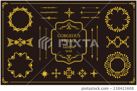 Luxurious and opulent gold frame material 138421608