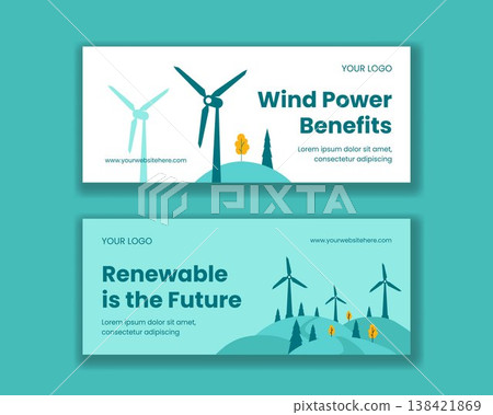 Social Media Banner Flat Cartoon Hand Drawn Illustration for Global Wind Day 138421869