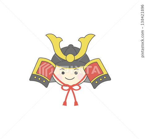 Children's Day material: Simple illustration of a boy wearing a samurai helmet. 138421896
