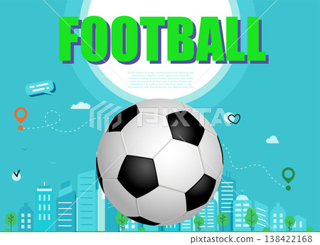 silhouette, soccer ball. Soccer Template design , Football banner, Sport layout design. city blue. vector illustration silhouette, soccer ball. Soccer Template design , Football banner, Sport layout design. city blue. vector illustration 138422168