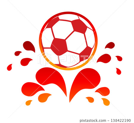 silhouette, soccer ball. taking off, landing. Soccer football, dynamic sport. black, red. Template design, Football banner. vector illustration 138422190