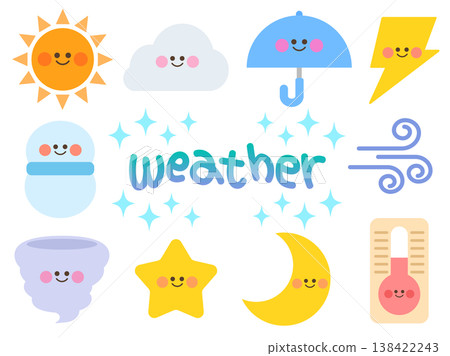 一組可愛的天氣插圖 一組可愛的天氣插圖 138422243